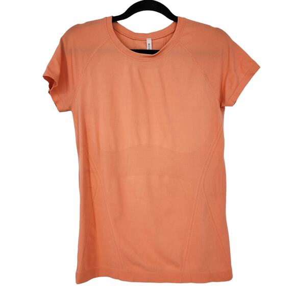 Athleta Lightweight Orange Athletic Workout Gym Short Sleeve T-Sirt Size Medium - Picture 1 of 4